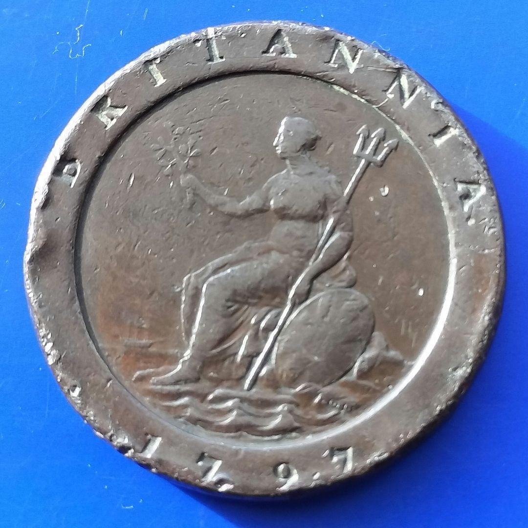 イギリス　2ペンス銅貨（車輪銭）ジョージ3世/ブリタニア（1797年）