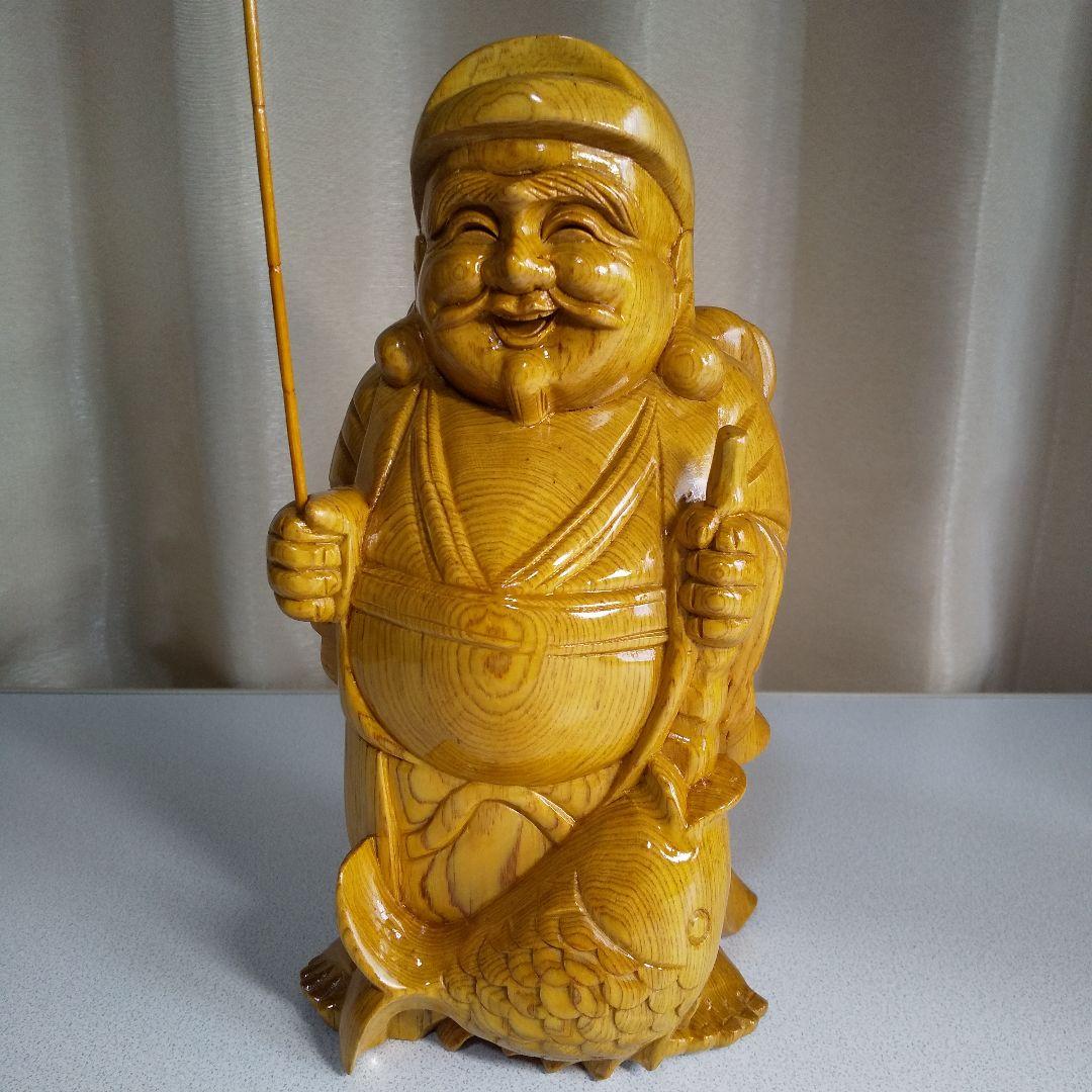 七福神　恵比寿様　大黒様　木彫り置物(大)
