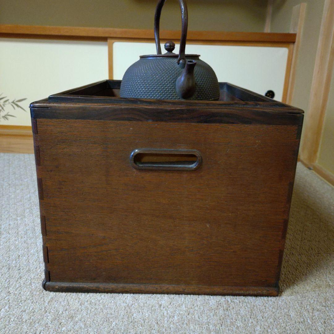 木製長火鉢 燗銅壺付 昭和レトロ 古民家 古道具 骨董品 おまけ火箸・煙管・灰掻