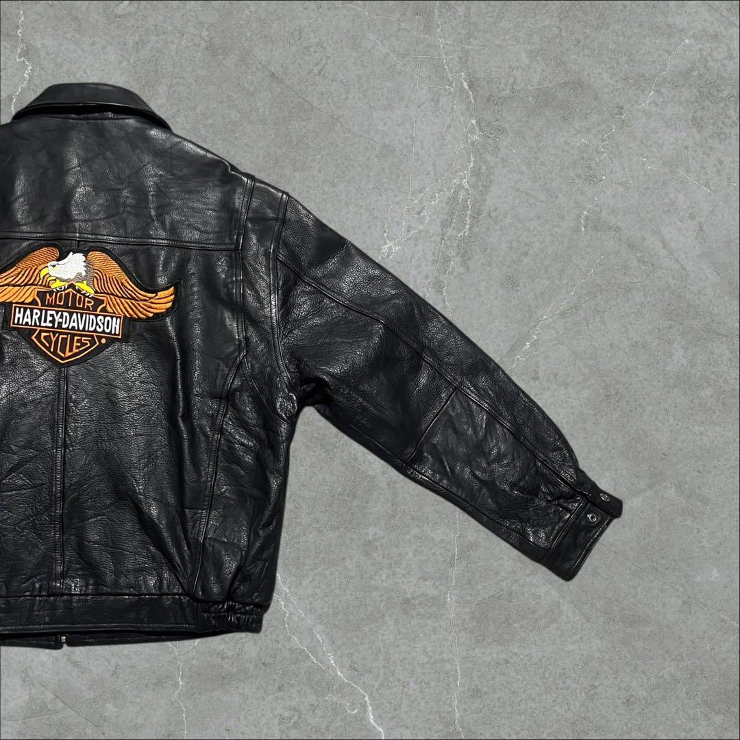 WILSONS本革ハーレーカスタム刺繍イーグルワッペンレザージャケットL古着
