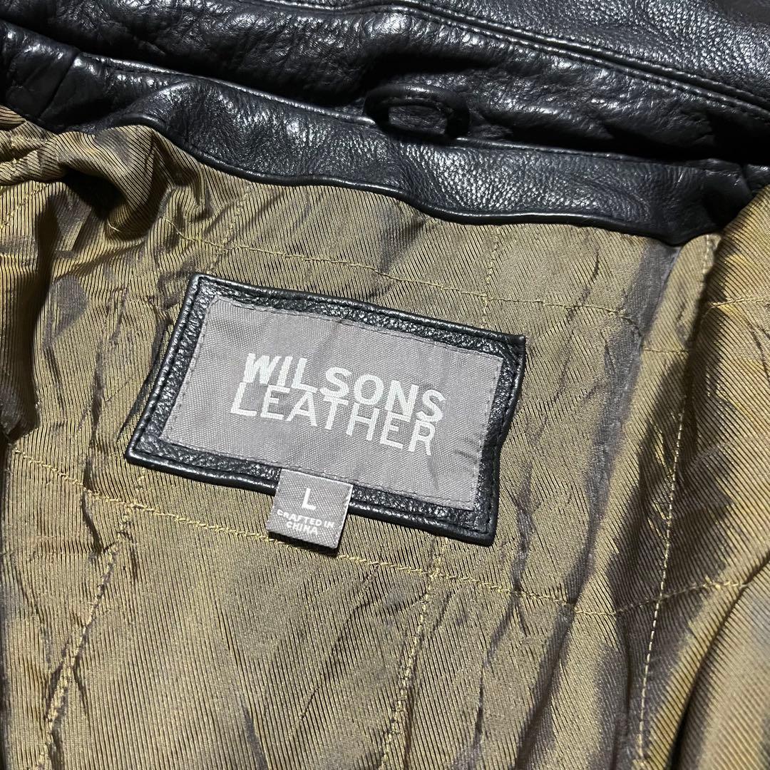 WILSONS本革ハーレーカスタム刺繍イーグルワッペンレザージャケットL古着