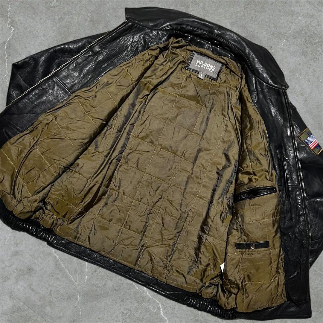 WILSONS本革ハーレーカスタム刺繍イーグルワッペンレザージャケットL古着