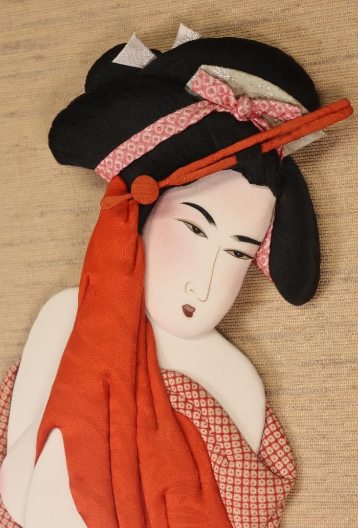 時代　押絵　美人　花魁　遊女　縦約105㎝×横約49.5㎝　特大 BJ212