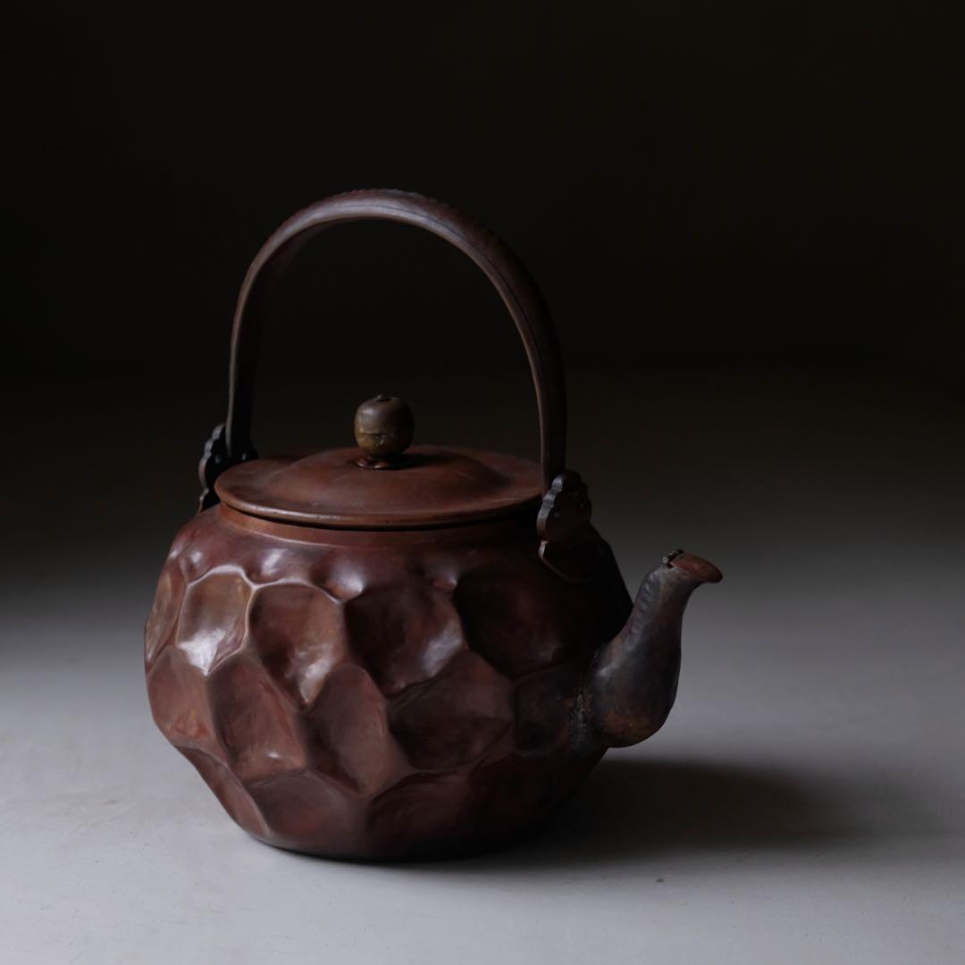 槌目打出薬缶　やかん 湯沸 急須 水注 茶道具 古道具 骨董 古民具