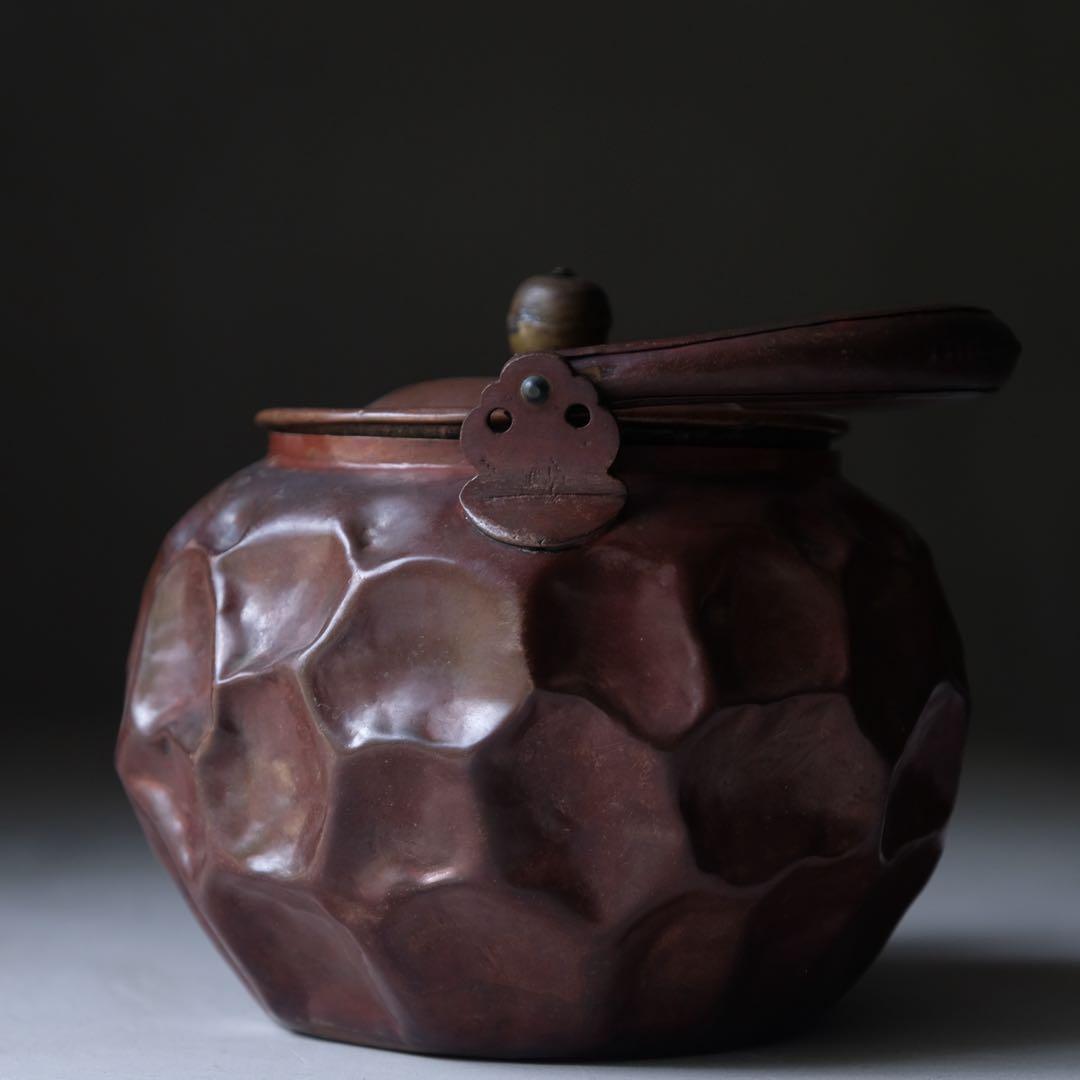 槌目打出薬缶　やかん 湯沸 急須 水注 茶道具 古道具 骨董 古民具