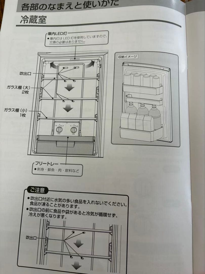 ホワイト 2ドア冷蔵庫(わずか8ヶ月使用した)