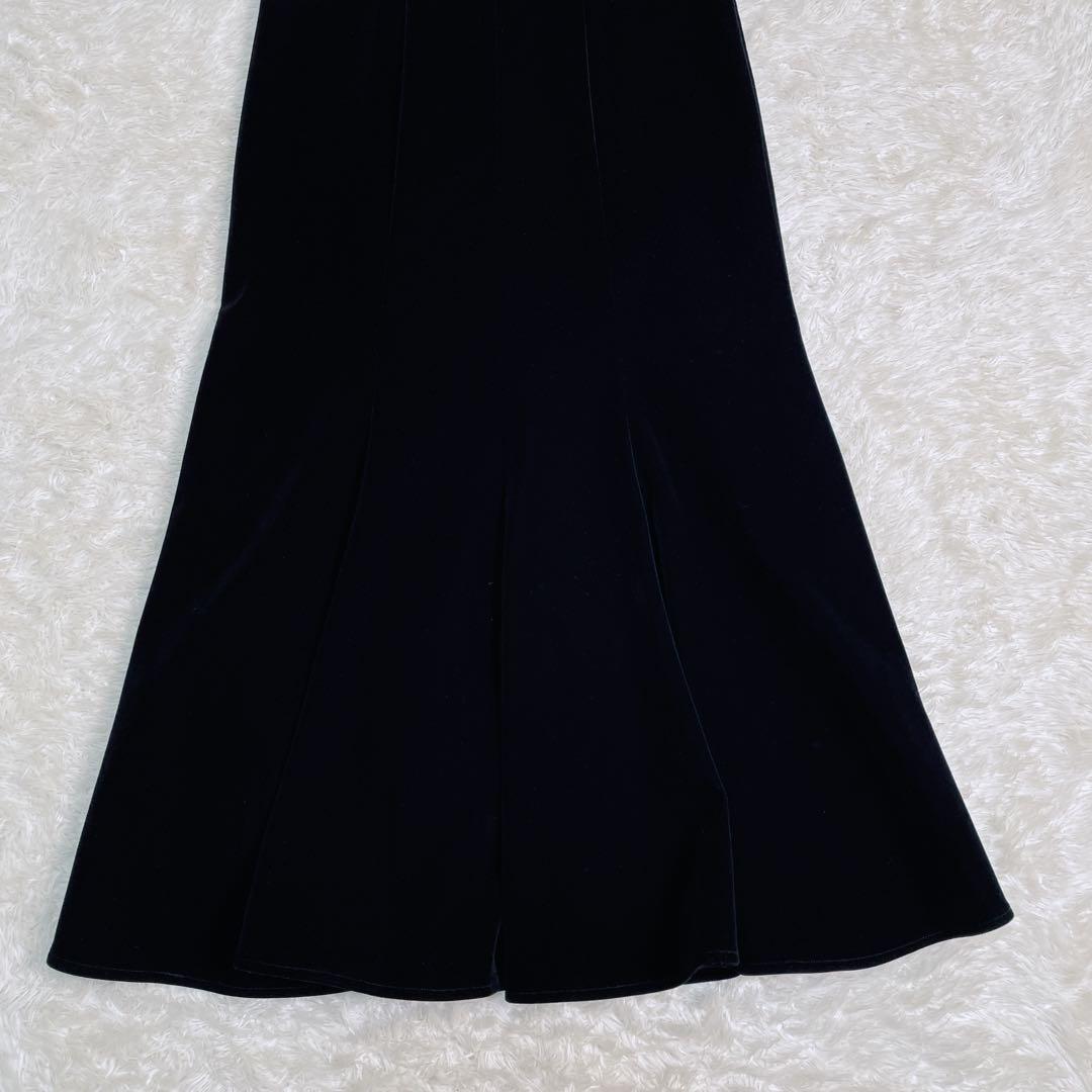 Leja アシンメトリービックカラー　ベロア　マーメイドワンピース　ドレス　S