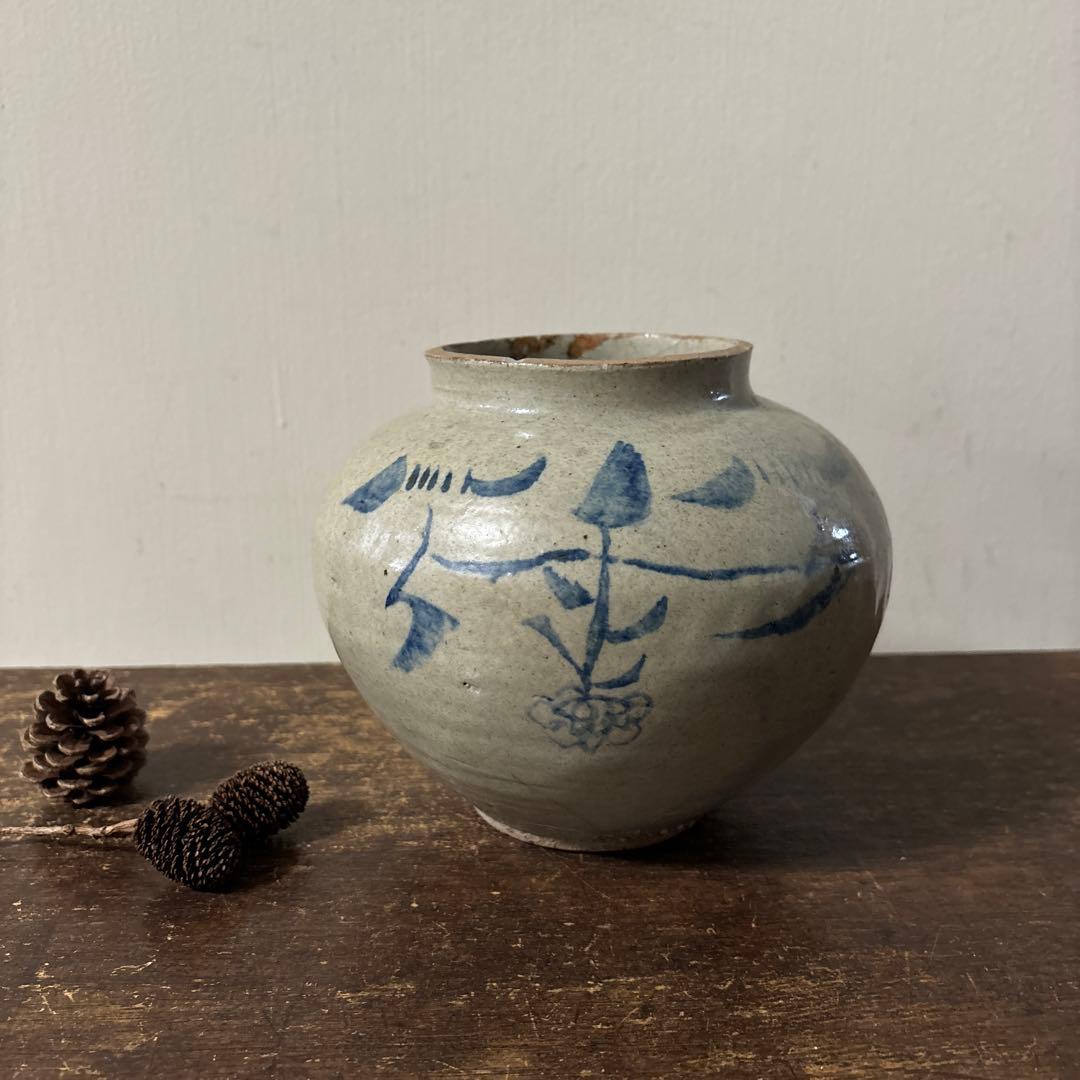 李朝壷　白磁　丸壷　塩笥壺　韓国オンギ.骨董品.スッカラ.アンティーク.立原正秋