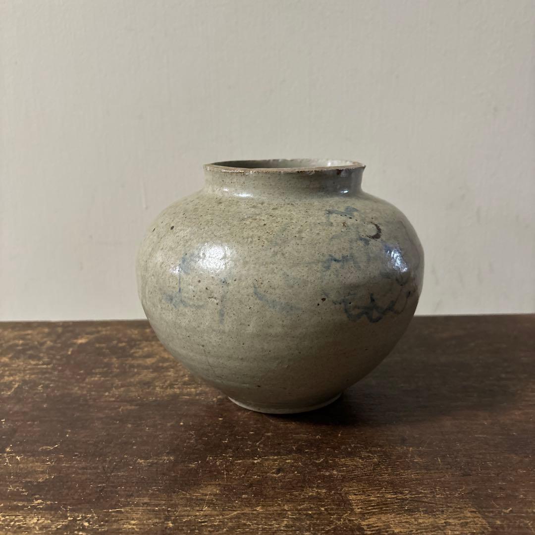 李朝壷　白磁　丸壷　塩笥壺　韓国オンギ.骨董品.スッカラ.アンティーク.立原正秋