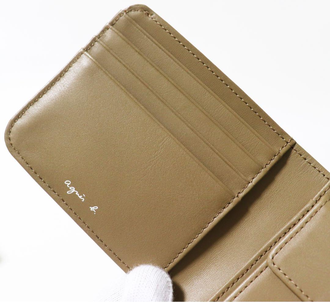《アニエスベー》箱付新品 軽量 コットンレザーコンビ 2つ折り財布 ウォレット