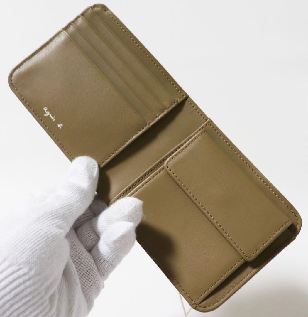 《アニエスベー》箱付新品 軽量 コットンレザーコンビ 2つ折り財布 ウォレット