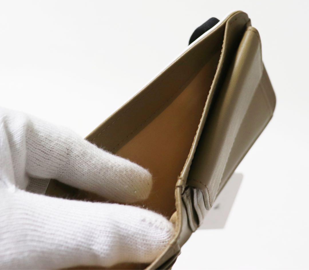 《アニエスベー》箱付新品 軽量 コットンレザーコンビ 2つ折り財布 ウォレット