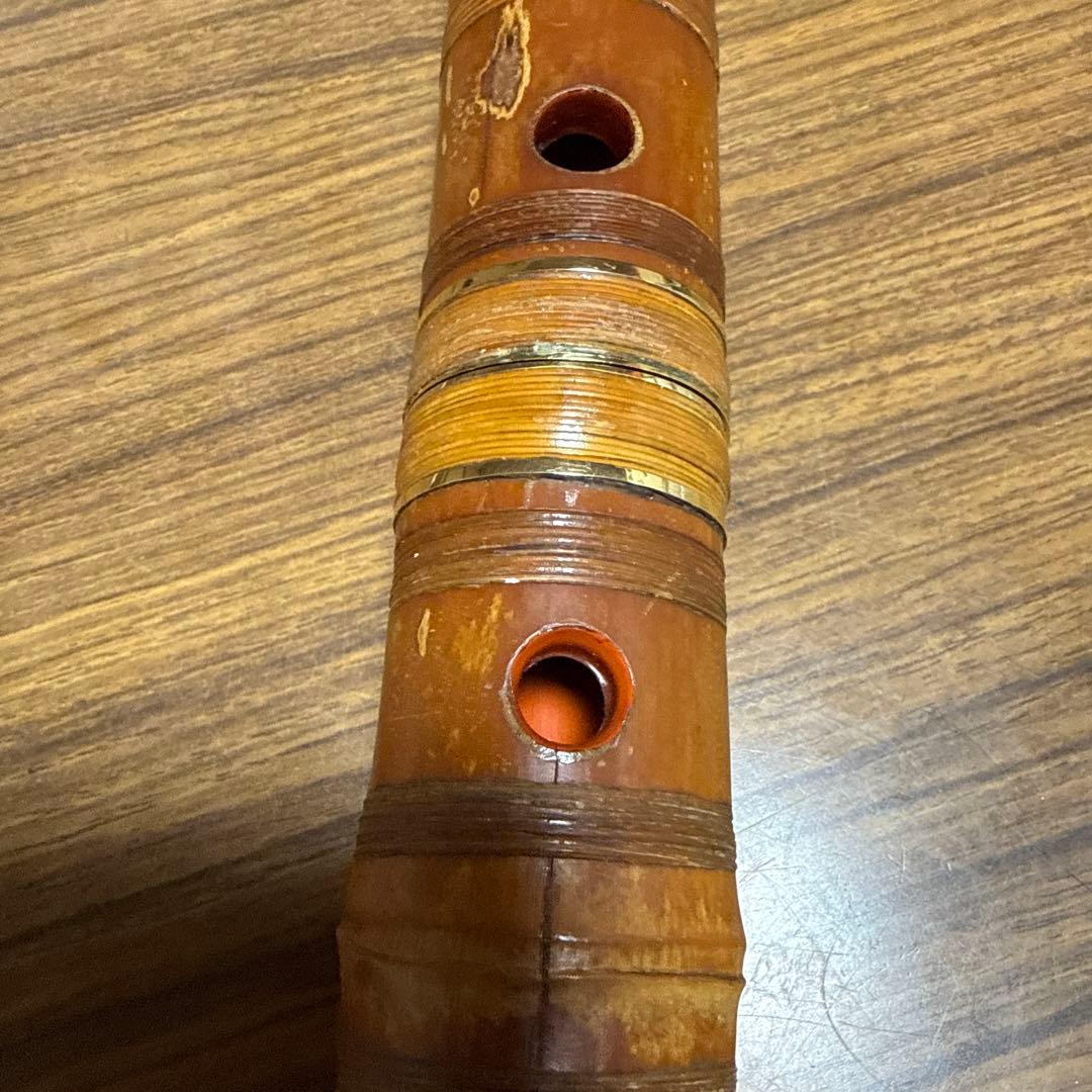 尺八　一尺八寸管唄口金　中継ぎ金三線　 竹峰銘他　最高級品