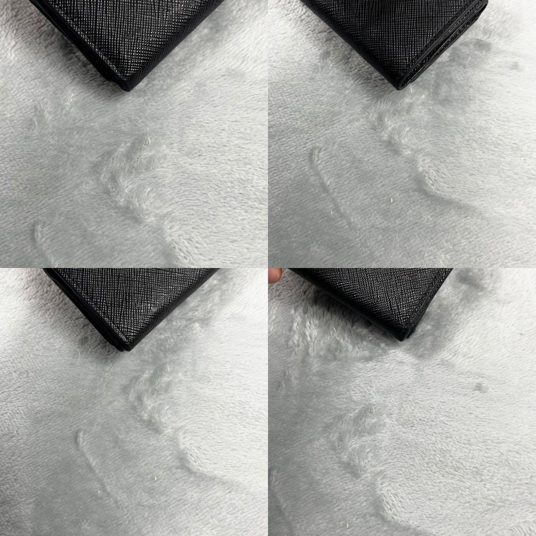 Prada プラダ 3つ折り財布 三角ロゴ ブラック 黒 サフィアーノレザー