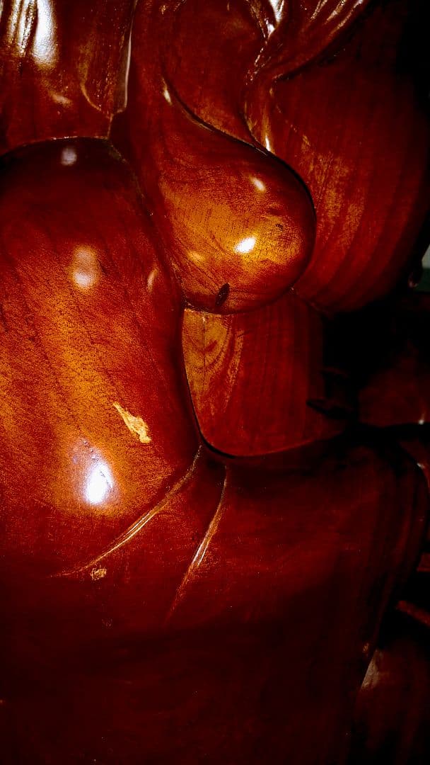 伝説＆超豪華木製.巨大.お福さんの置物.9.３kg