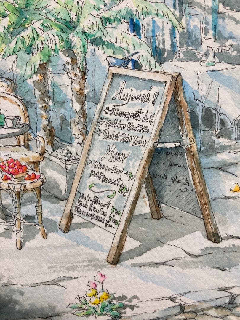 【真作】内田新哉「VALENTINO」水彩原画 直筆サイン 裏書き有り 絵画