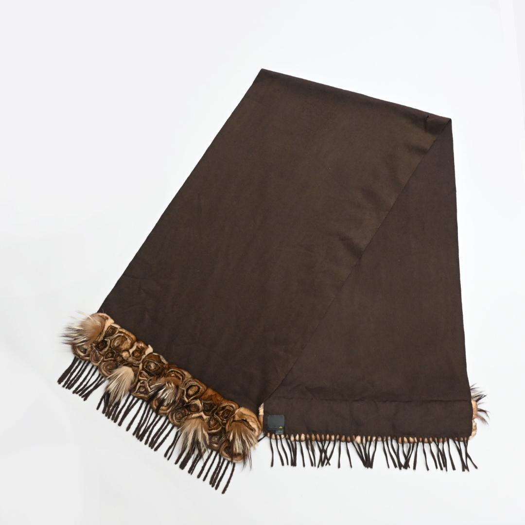 47994★年 FENDI フェンディ カシミヤ　マフラー ファー付*