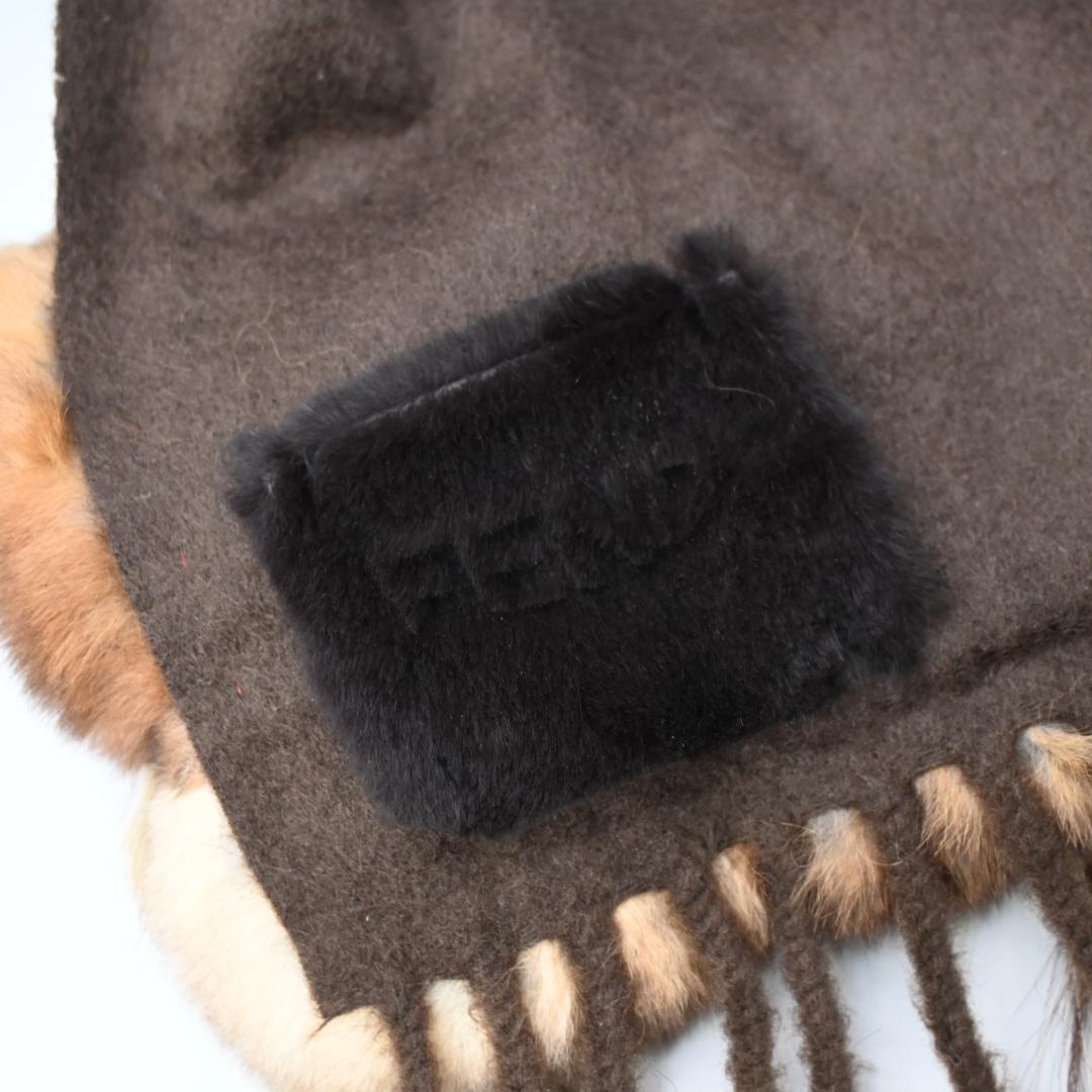 47994★年 FENDI フェンディ カシミヤ　マフラー ファー付*