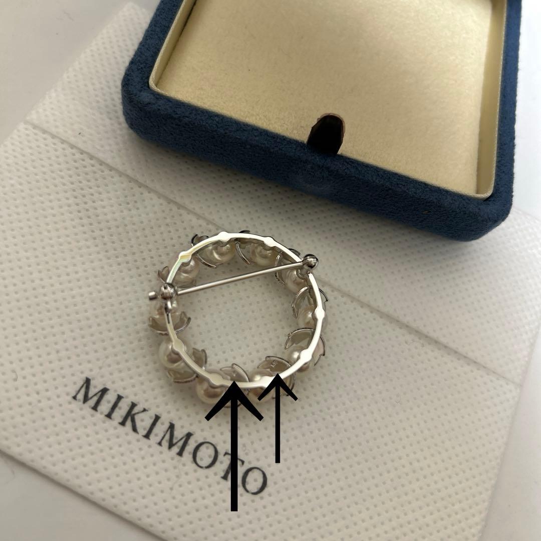 MIKIMOTO ミキモト　真珠　パール　WGK18 葉彫り　月桂樹　ブローチ