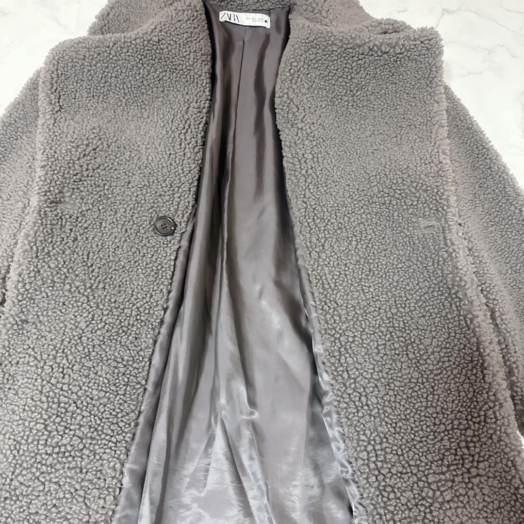 ✨美品 即完売品✨ ZARAダブル テディベアコート ボア グレー ロング L