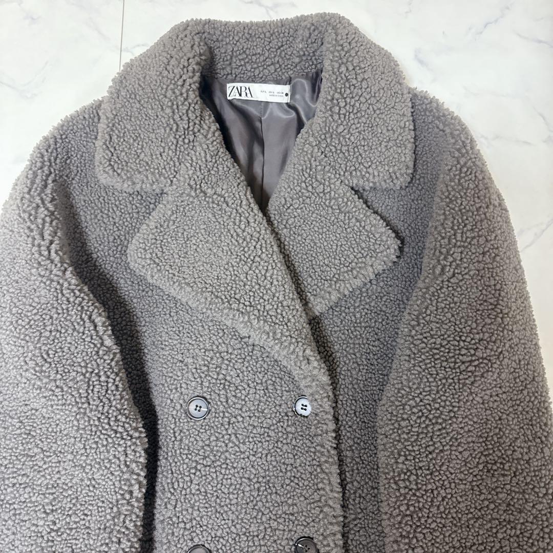 ✨美品 即完売品✨ ZARAダブル テディベアコート ボア グレー ロング L