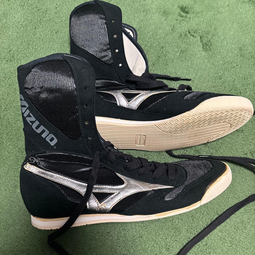 Mizunoボクシングシューズ 黒/銀　25 ミズノ
