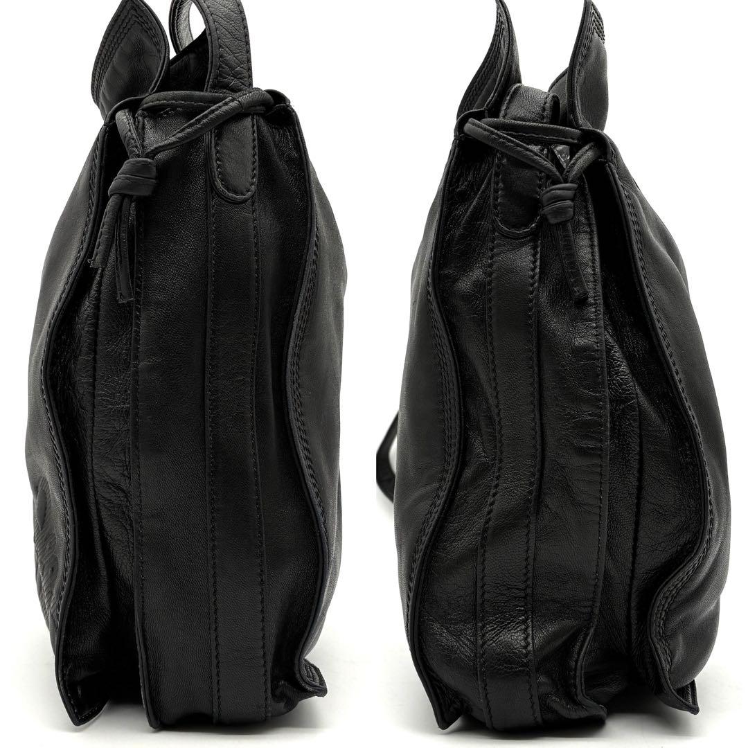 極美品 ロエベ フラメンコ ショルダーバッグ ナッパレザー アナグラム ブラック