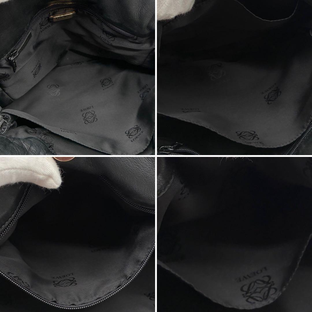 極美品 ロエベ フラメンコ ショルダーバッグ ナッパレザー アナグラム ブラック