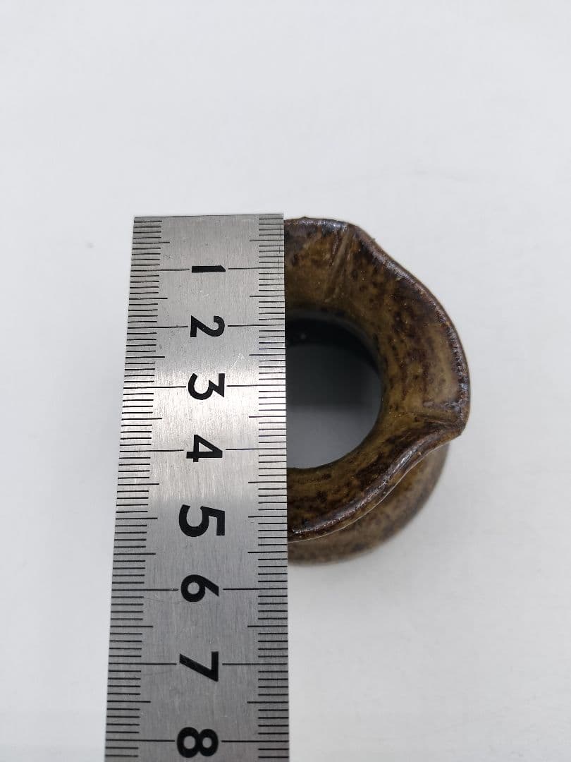 c411 蓋置 飴釉　砂金袋 志戸呂 廣前心斉 木箱 茶道具