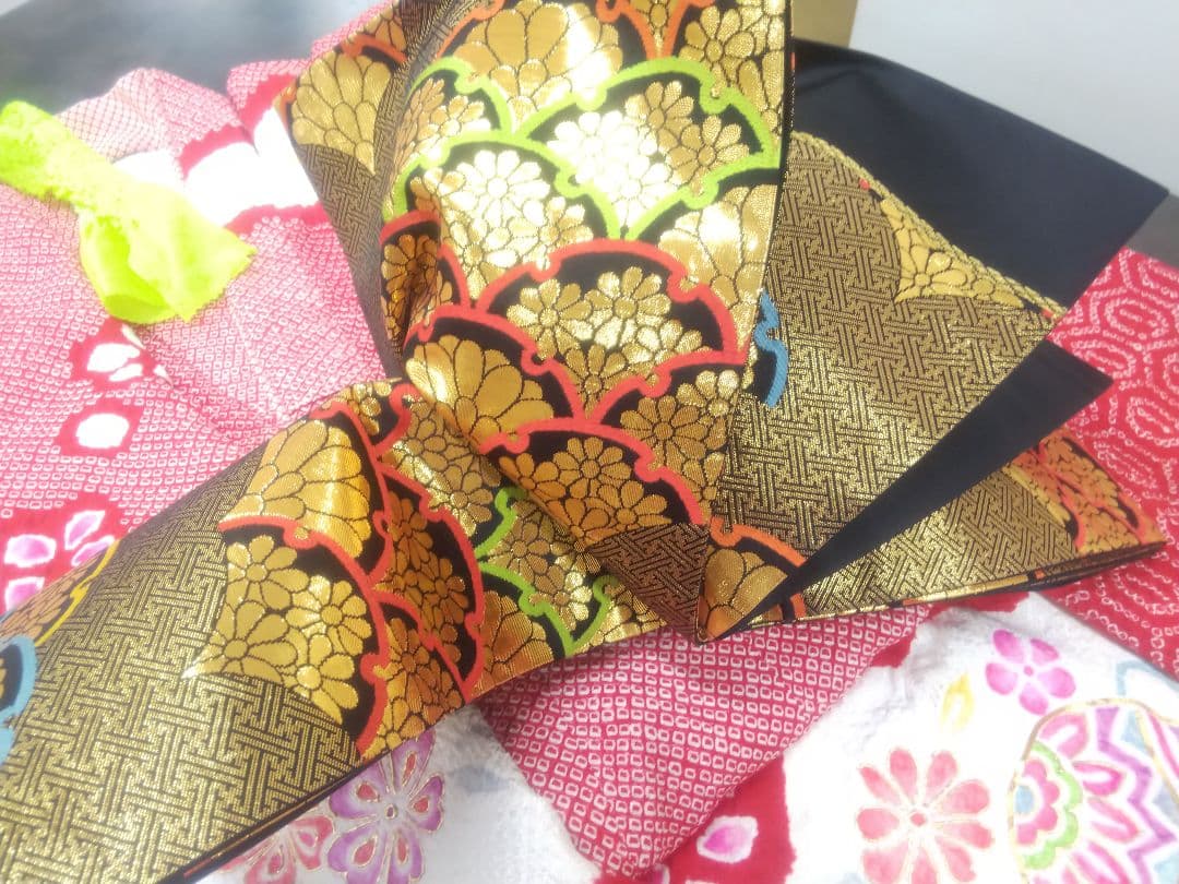 ★売約品★特選総絞り 七歳お祝い着物 帯シメ、長襦袢、小物セット