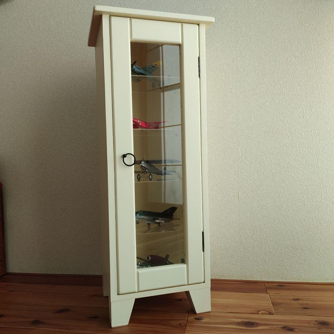ホワイト 木製ディスプレイ キャビネット　ハンドメイド