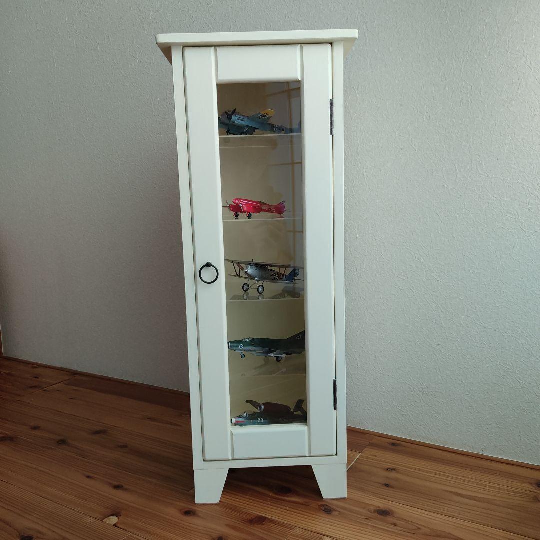 ホワイト 木製ディスプレイ キャビネット　ハンドメイド