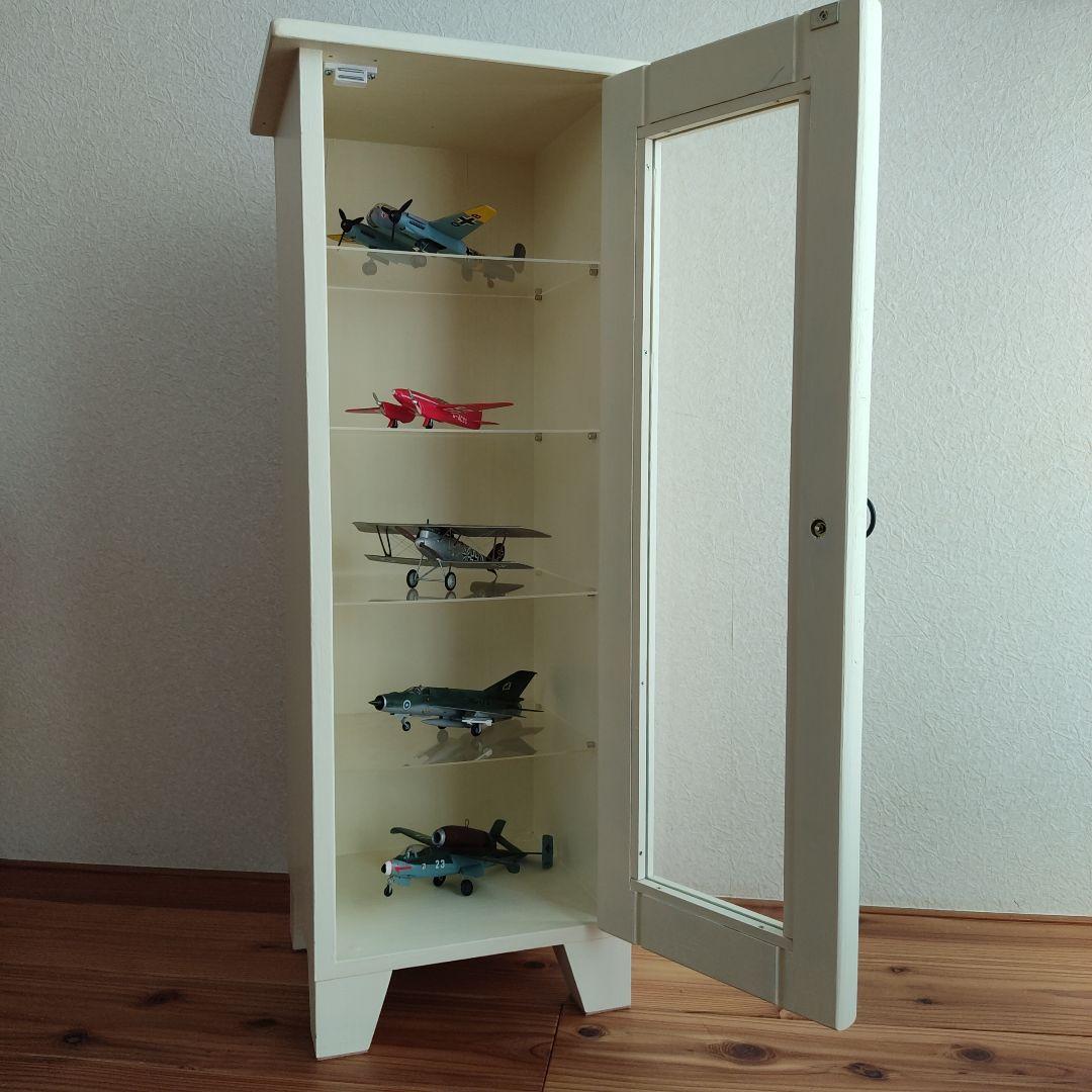 ホワイト 木製ディスプレイ キャビネット　ハンドメイド