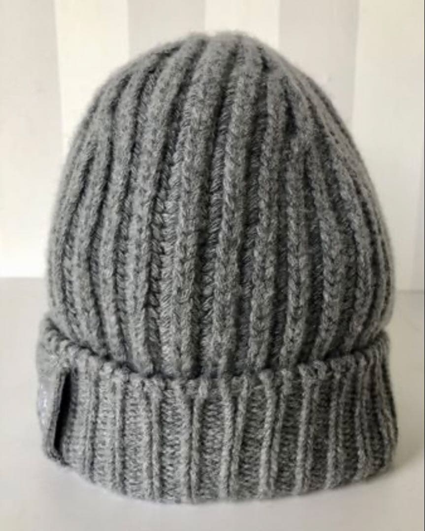 【PRADA/プラダ】 リブ編カシミア混二 ット帽（グレー）新品未使用