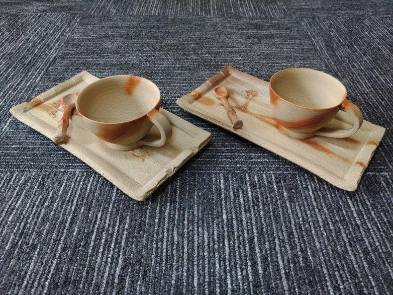 備前焼　ちょっと贅沢なティータイムに　ティーカップ＆平皿　日本六古窯の1つ
