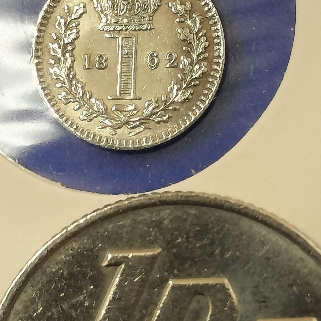 美品❗️イギリス1ペニー銀貨（マウンディ銀貨）1862年※ダブルストライクエラー