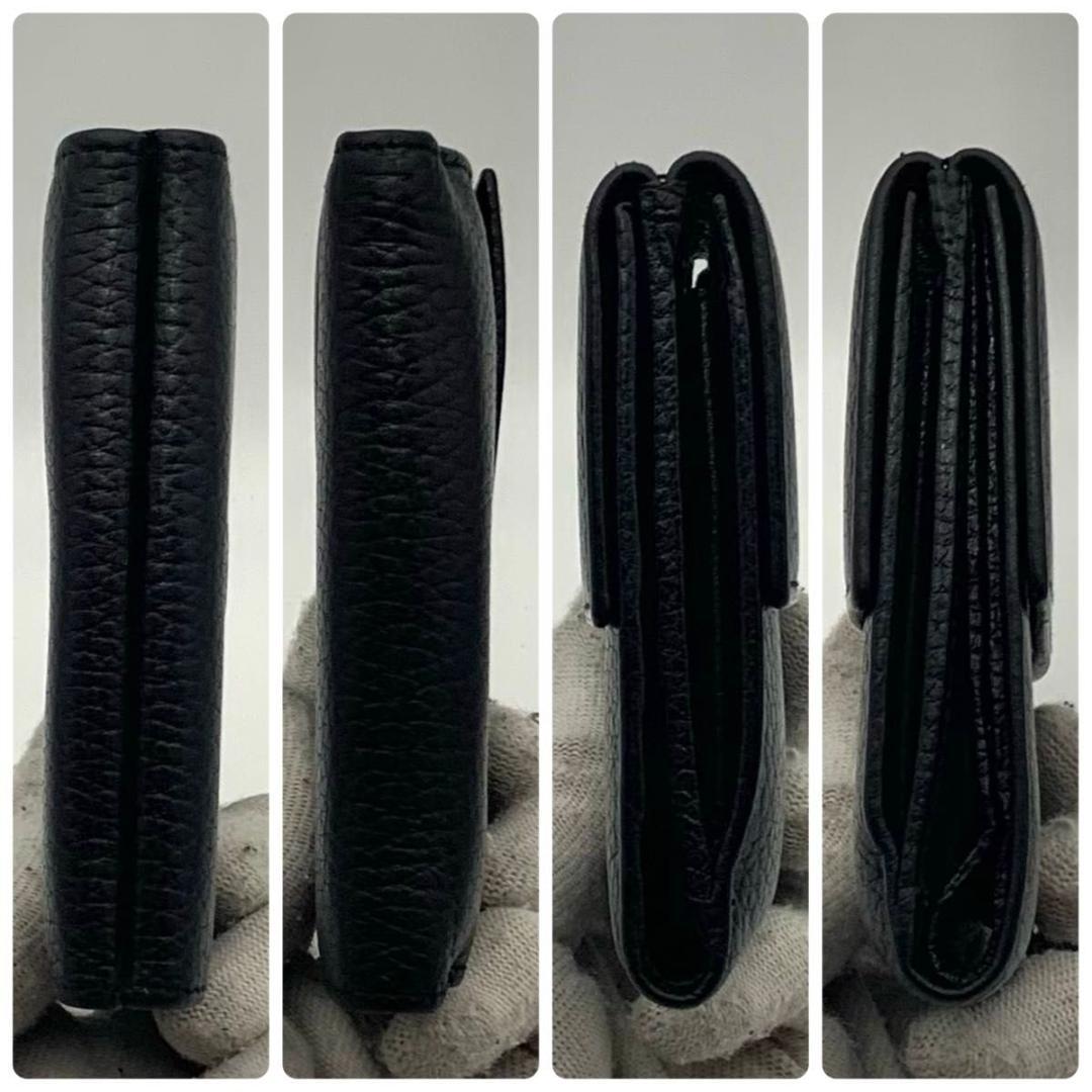 鑑定済み セリーヌ 三つ折り 財布 トリオンフ コンパクト ミニ レザー 革 黒