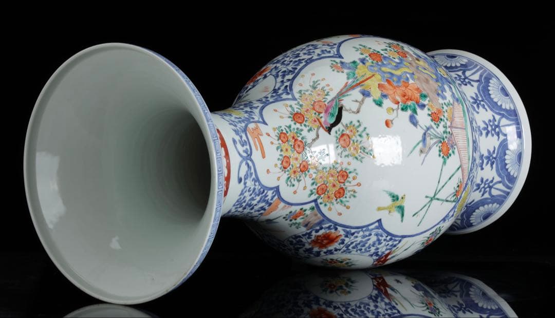 N*p様 有田焼 伊万里焼 色絵花鳥図大花瓶 高さ61㎝ 特大 飾壺 古美術品