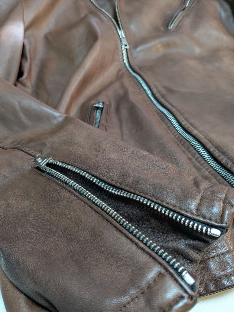 M*a様 ★希少サイズ52XL★Delan ラムレザー セミダブルライダース イ