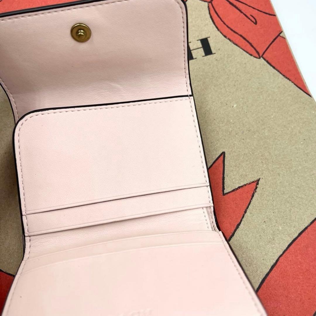 コーチ☆新品☆レザー カードホルダー 三つ折り財布／ブラッシュピンク