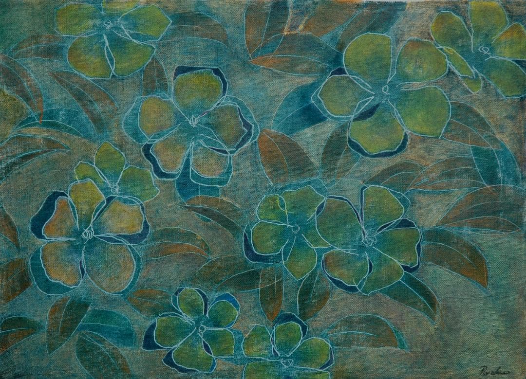 油絵 菅家令子 絵 絵画 インテリア 額付(黒) F4-091716 花