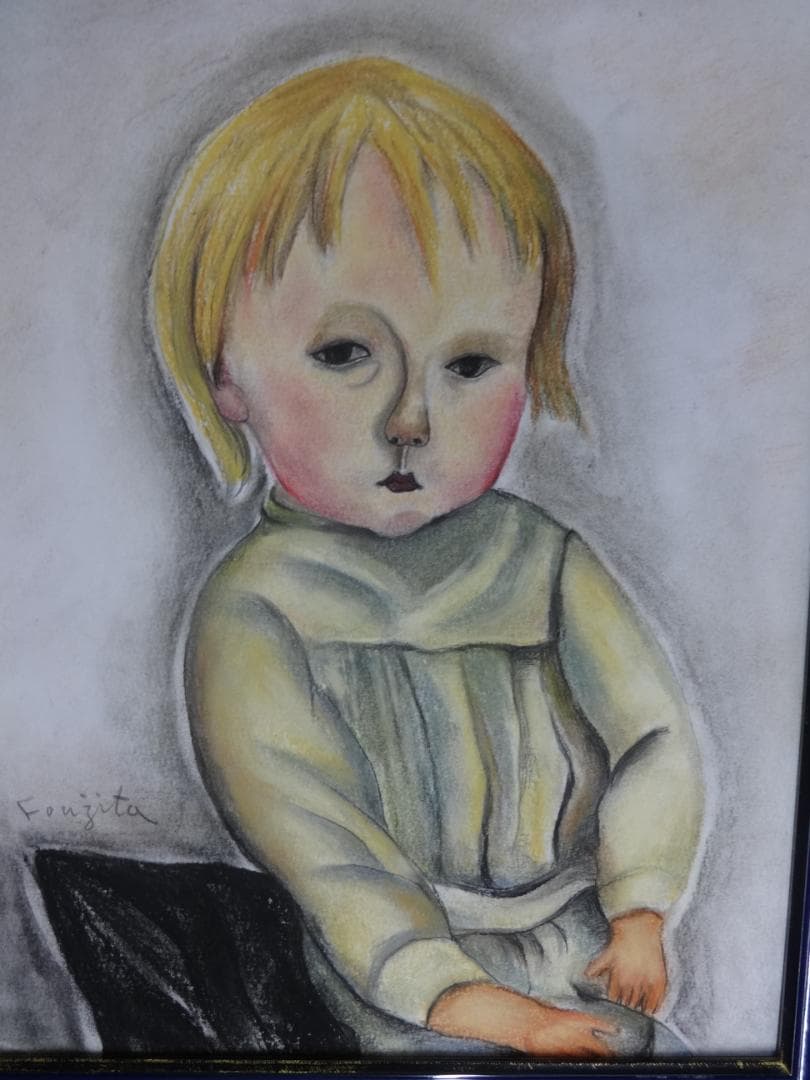 藤田嗣治 少年 1918年頃 ・肉筆水彩画・洋画・レオナールフジタ・紙本著色