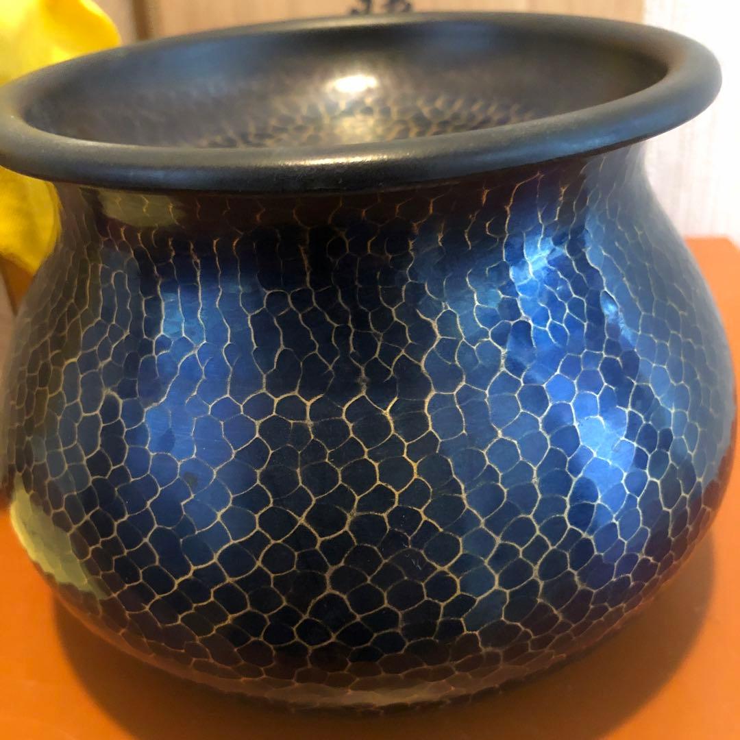 上彬作　建水　鎚起銅器