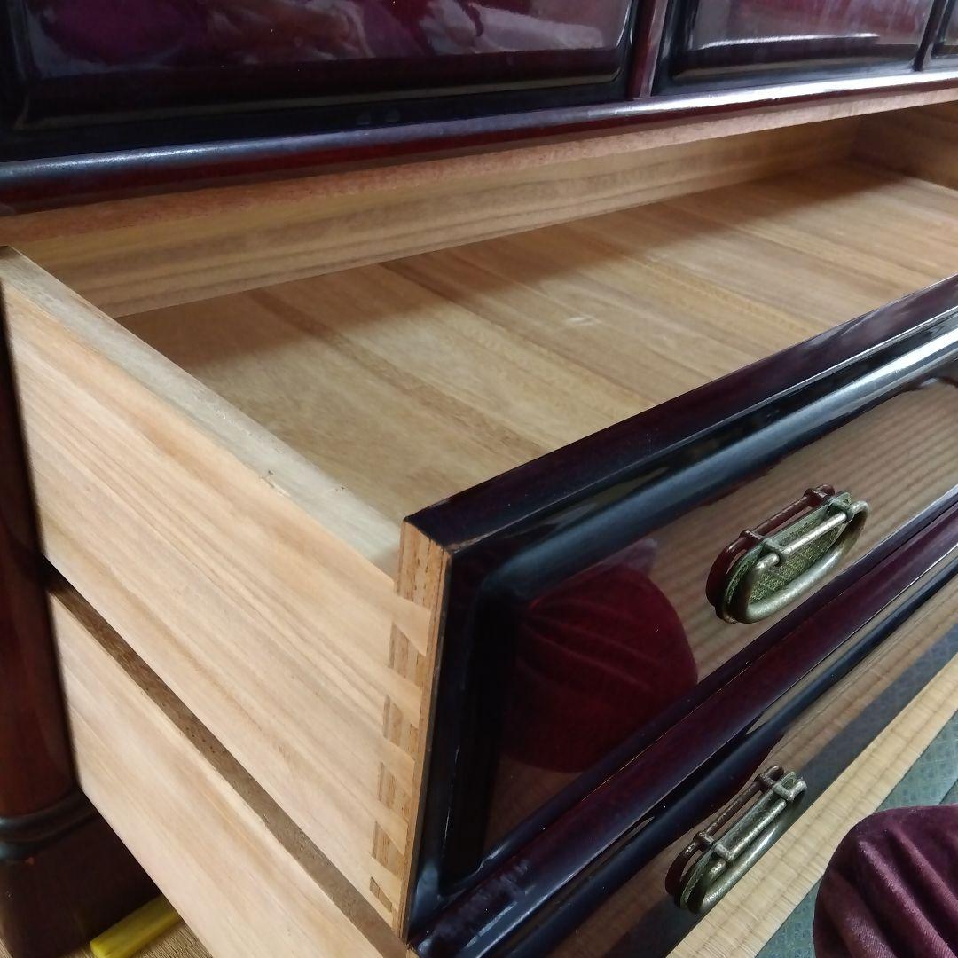 洋風和ダンス 高級婚礼家具 整理箪笥　昭和レトロ エンジ色 花柄