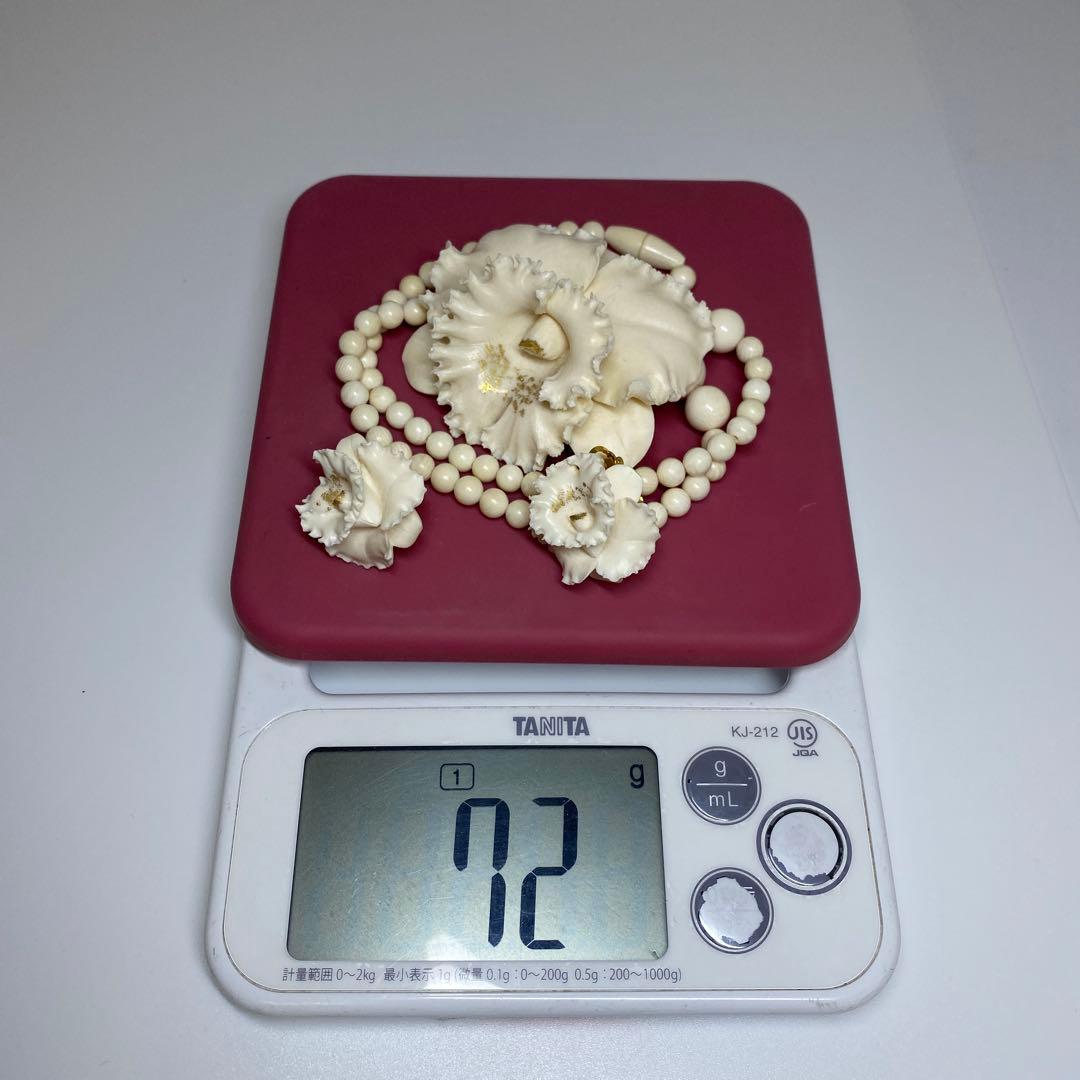 荒巻秀美作　カトレアネックレス、イヤリング　共箱　72g 東Y7-0220☆2F