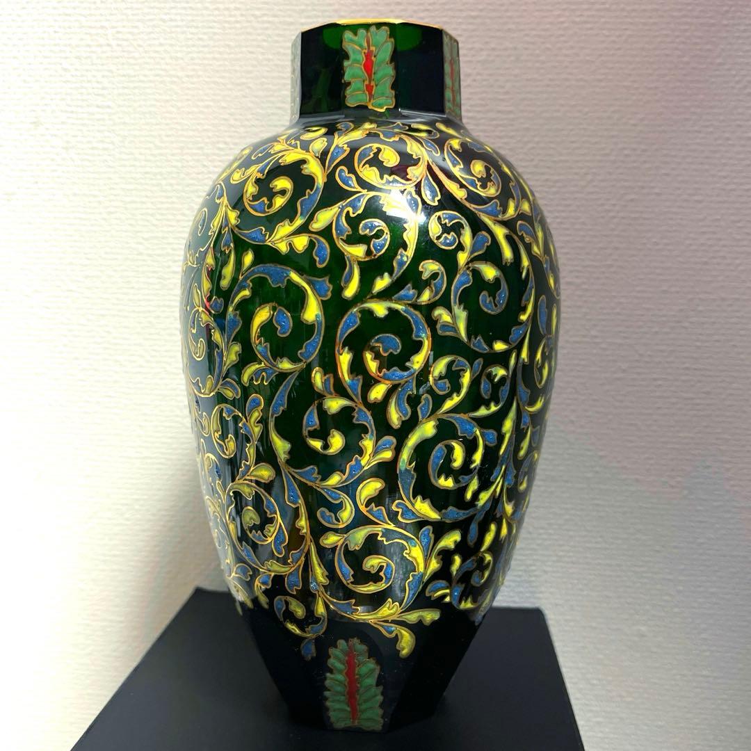 窯彩硝子 花瓶　アンティーク雑貨　ガラス工芸品