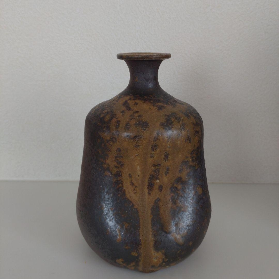 54・備前焼　徳利　とっくり　一輪挿し　石野充信　新品未使用　共箱　共布　陶歴