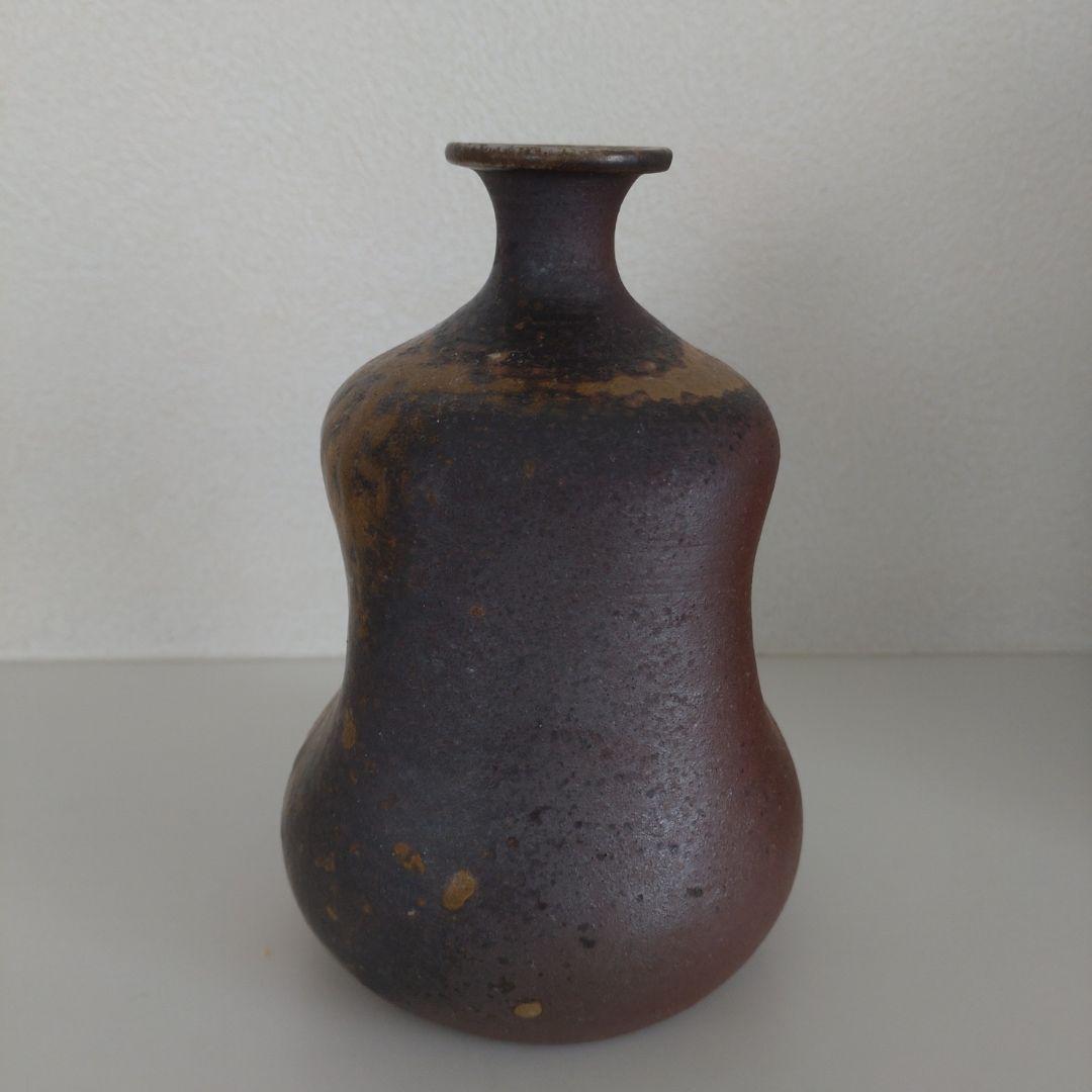 54・備前焼　徳利　とっくり　一輪挿し　石野充信　新品未使用　共箱　共布　陶歴