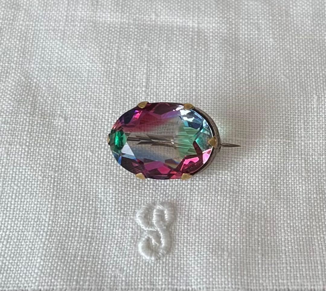 アイリスガラス★ブローチ★ビンテージ★大粒