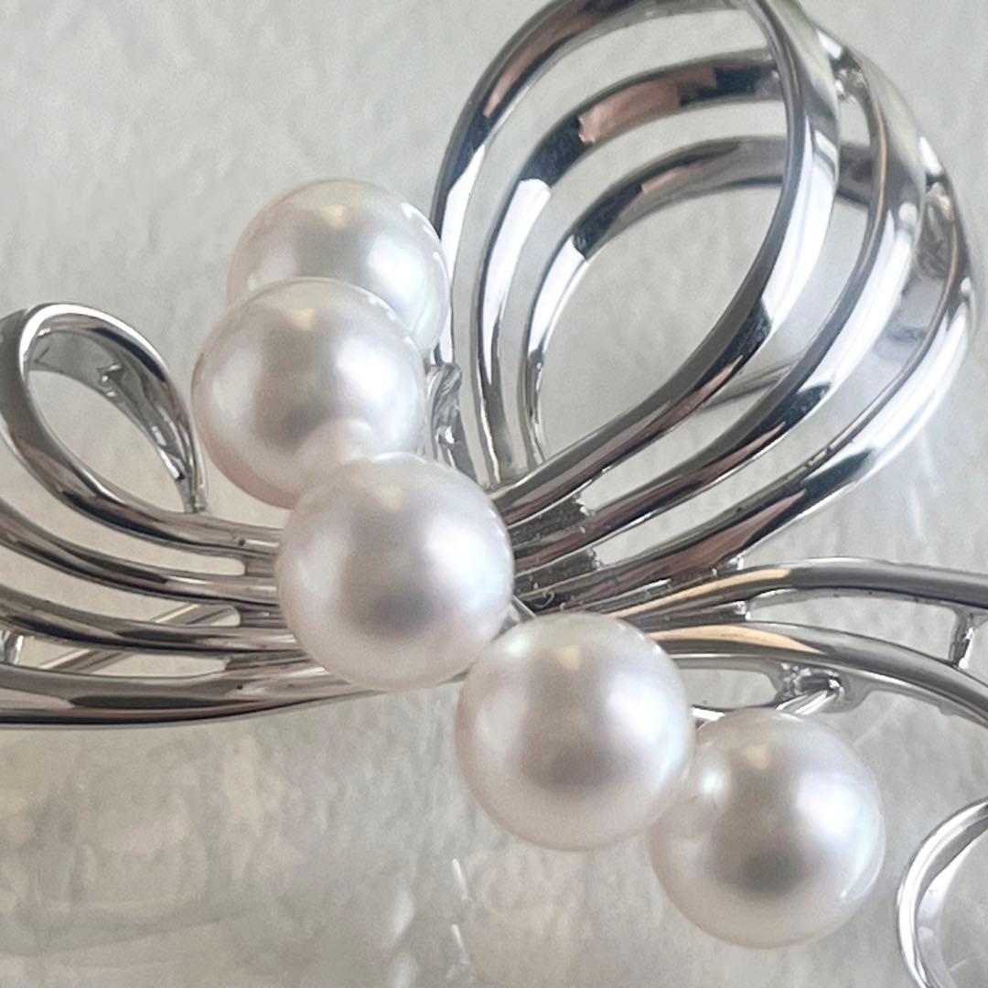 ☆美品☆ミキモト　シルバー　パール　5珠　ブローチ　皇室御用達ブランド